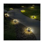 Lampki gruntowe z panelami solarnymi - oświetlenie ścieżek i chodników.