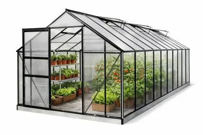 Szklarnia ogrodowa aluminiowa z poliwęglanem 11 m² - czarna Bass Polska
