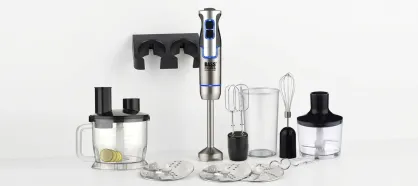 Blender ręczny z malakserem, rozdrabniaczem i wymiennymi końcówkami