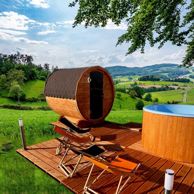 Sauna w kształcie beczki wolnostojąca 2,5 x 2,5 m / NA ZAMÓWIENIE