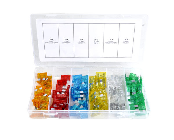 Bezpieczniki samochodowe płaskie 120 szt.