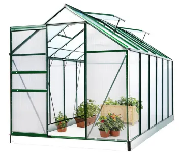 Szklarnia ogrodowa aluminiowa z poliwęglanem 4mm -  7,5 m² zielona Bass Polska