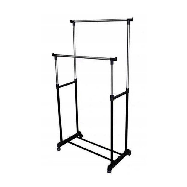 Wieszak na ubrania podwójny, na kółkach.