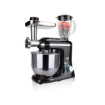 Wielofunkcyjny robot kuchenny z blenderem i maszynką do mięsa.