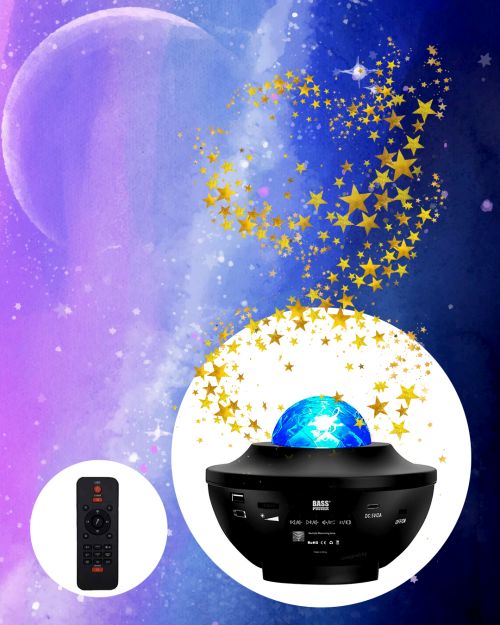 Projektor gwiazd z głośnikiem Bluetooth, wyświetlacz gwiazd LED, czarny