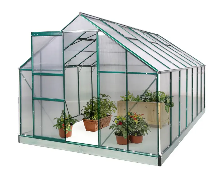 Szklarnia ogrodowa aluminiowa z poliwęglanem 11 m² - zielona Bass Polska