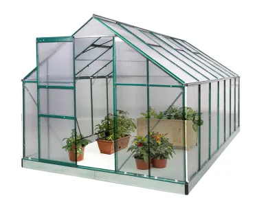 Szklarnia ogrodowa aluminiowa z poliwęglanem 11 m² - zielona Bass Polska