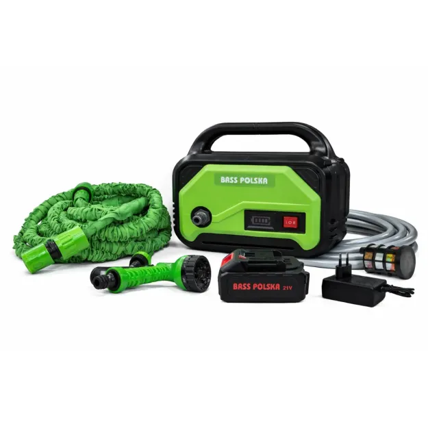 Akumulatorowa pompa wodna 21V 4Ah zestaw z wężem 10 m Bass Polska